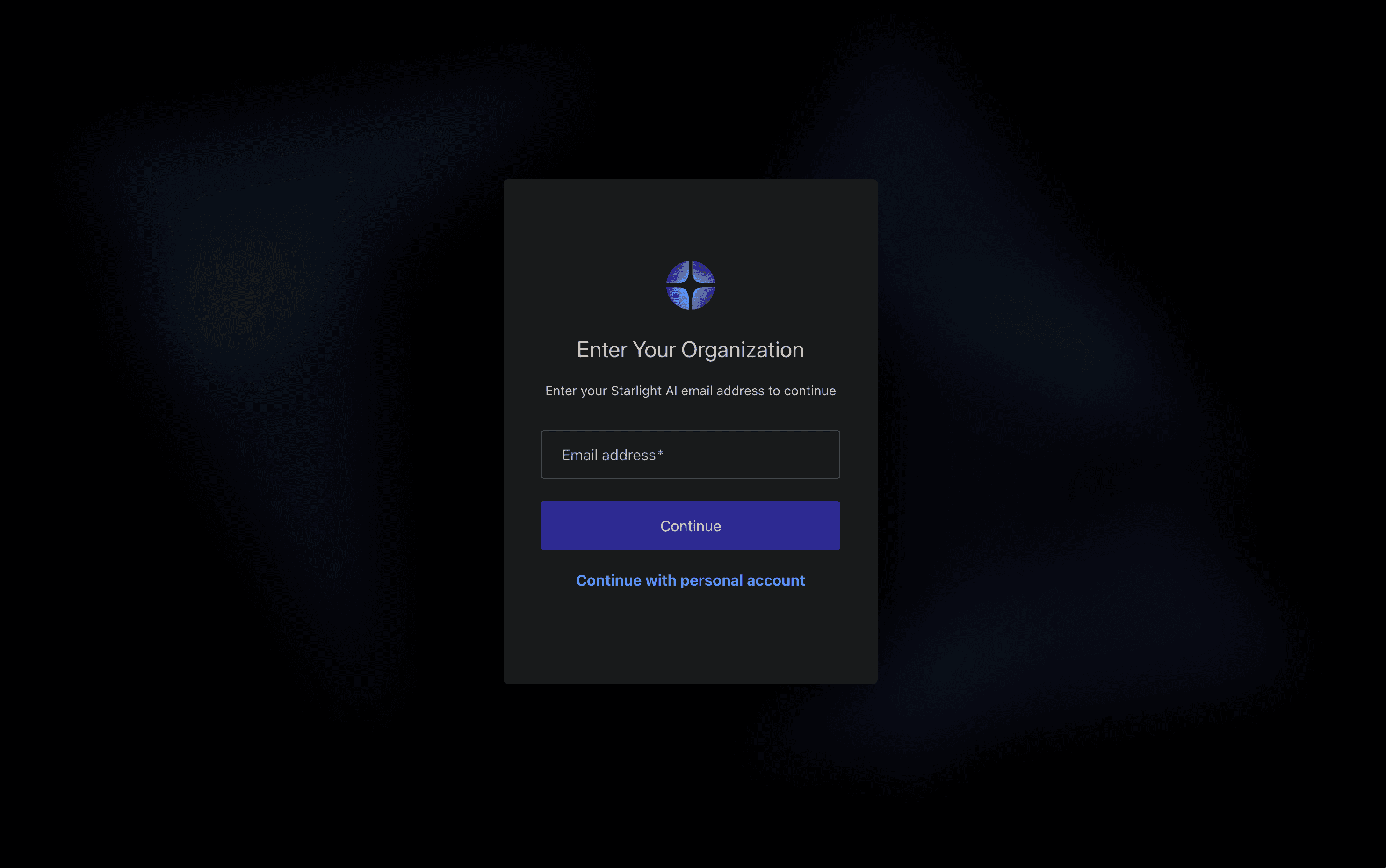Login page showing workspace selection before sign-in